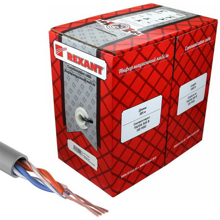 Витая пара 01-0026 U/UTP 5e PVC 2PR 24AWG 305м 01-0026 U/UTP 5e PVC 2PR 24AWG 305м