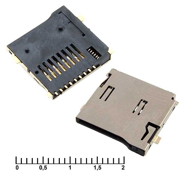 Разъемы, вилки, розетки micro-SD SMD 9pin ejector micro-SD SMD 9pin ejector
