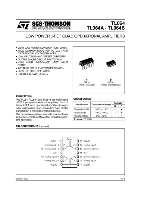 Микросхемы TL064ACN (TI) TL064ACN (TI)