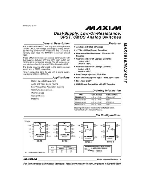 MAX4516CUK+T (sot23-5)