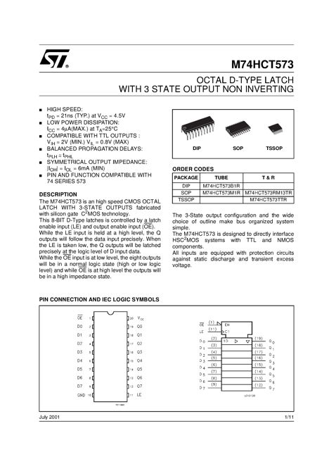 Микросхемы M74HCT373M1R M74HCT373M1R
