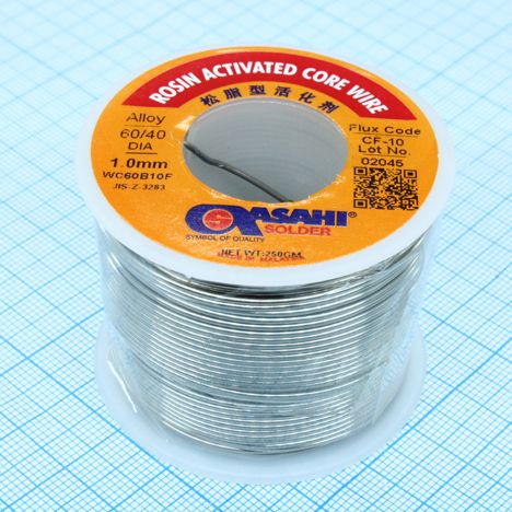Припой Sn60/Pb40, d=1.0mm, 250гр. с флюсом CL-10